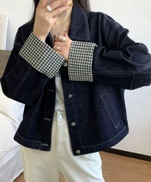 meJane | チェック柄 袖折り返しデニムジャケット(デニムジャケット)