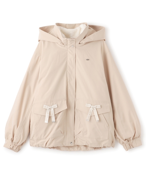旅人☆新品タグ付き☆メゾピアノ　はっ水加工 3wayブルゾン　130cm セール】【撥水】ロゴリボン3WAYマウンテンパーカ（ブルゾン）｜mezzo