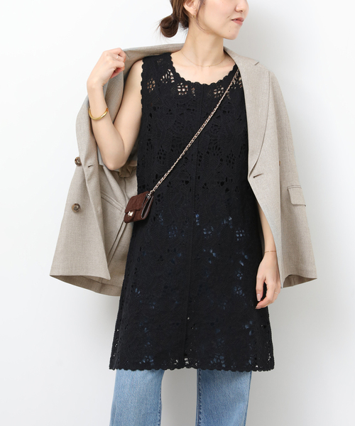 JOURNAL STANDARD relume（ジャーナルスタンダード　レリューム）の「［26SS新作］エンブロイダリークロシェレースチュニック（チュニック・レディース・ホワイト/ブラック・FREE）」の7枚目の写真