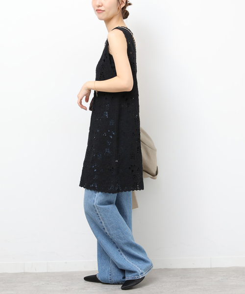 JOURNAL STANDARD relume（ジャーナルスタンダード　レリューム）の「［26SS新作］エンブロイダリークロシェレースチュニック（チュニック・レディース・ホワイト/ブラック・FREE）」の9枚目の写真