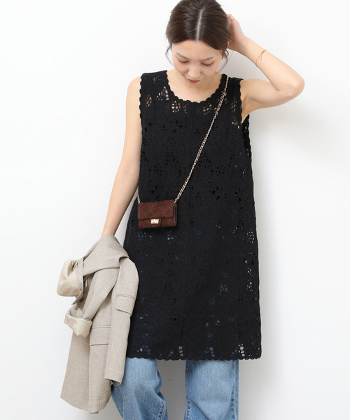 JOURNAL STANDARD relume（ジャーナルスタンダード　レリューム）の「［26SS新作］エンブロイダリークロシェレースチュニック（チュニック・レディース・ホワイト/ブラック・FREE）」の11枚目の写真