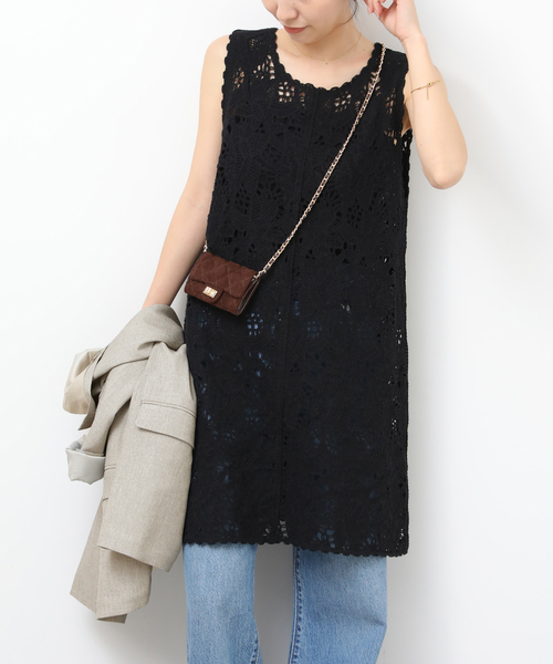 JOURNAL STANDARD relume（ジャーナルスタンダード　レリューム）の「［26SS新作］エンブロイダリークロシェレースチュニック（チュニック・レディース・ホワイト/ブラック・FREE）」の12枚目の写真