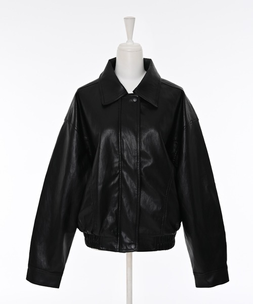 Narcissus（ナルシス）の「レザーブルゾン/比翼仕立て/モード（ブルゾン・レディース・ブラウン/ブラック・FREE）」の2枚目の写真