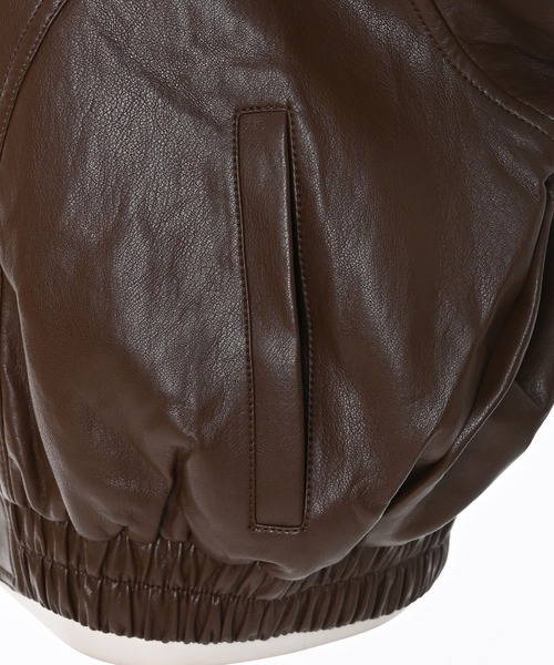 Narcissus（ナルシス）の「レザーブルゾン/比翼仕立て/モード（ブルゾン・レディース・ブラウン/ブラック・FREE）」の6枚目の写真