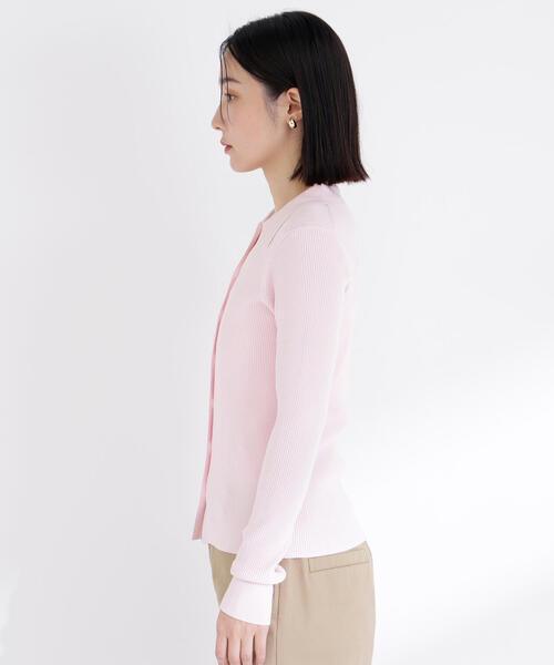 NATURAL BEAUTY BASIC(ナチュラルビューティーベーシック)の「◇【WEB限定カラー:オレンジ】襟付Vネックリブニット(カーディガン/ボレロ・レディース・チャコールグレー/オフホワイト/ベージュ/オレンジ/ピンク・FREE)」の18枚目の写真