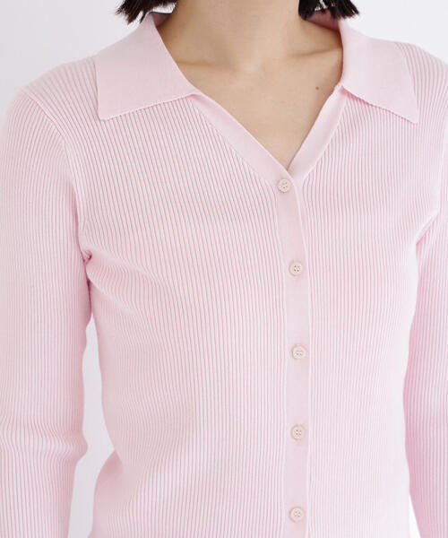 NATURAL BEAUTY BASIC(ナチュラルビューティーベーシック)の「◇【WEB限定カラー:オレンジ】襟付Vネックリブニット(カーディガン/ボレロ・レディース・チャコールグレー/オフホワイト/ベージュ/オレンジ/ピンク・FREE)」の20枚目の写真