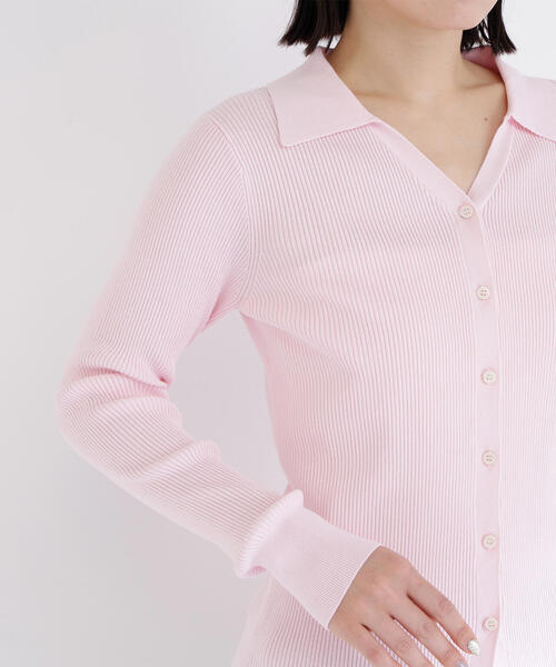 NATURAL BEAUTY BASIC(ナチュラルビューティーベーシック)の「◇【WEB限定カラー:オレンジ】襟付Vネックリブニット(カーディガン/ボレロ・レディース・チャコールグレー/オフホワイト/ベージュ/オレンジ/ピンク・FREE)」の21枚目の写真