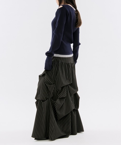 Ezick(エジック)の「layered henry lib knit カットアウトレイヤードデザインヘンリーニット(ニット/セーター・レディース・ブルー/グレー・FREE)」の15枚目の写真