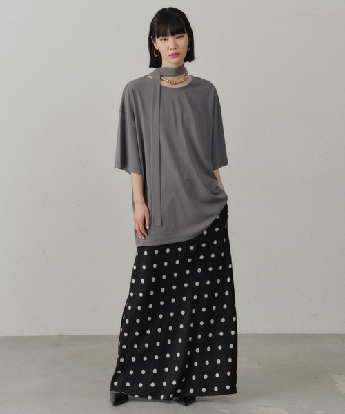 Bowtie T-blouse / ボウタイ付きT-ブラウス（シャツ/ブラウス）｜yae