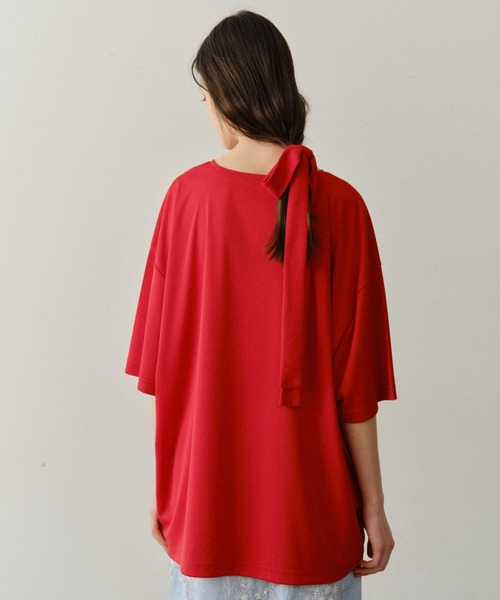 yae(ヤエ)の「Bowtie T-blouse / ボウタイ付きT-ブラウス(シャツ/ブラウス・レディース・レッド/ブラック/グレー・FREE)」の11枚目の写真