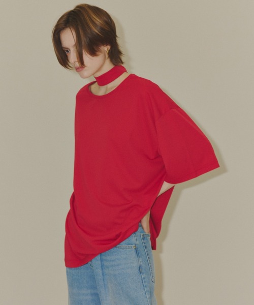 yae（ヤエ）の「Bowtie T-blouse / ボウタイ付きT-ブラウス（シャツ/ブラウス・レディース・レッド/ブラック/グレー・FREE）」の12枚目の写真