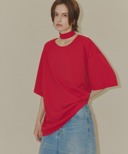 yae（ヤエ）の「Bowtie T-blouse / ボウタイ付きT-ブラウス（シャツ/ブラウス・レディース・レッド/ブラック/グレー・FREE）」の14枚目の写真