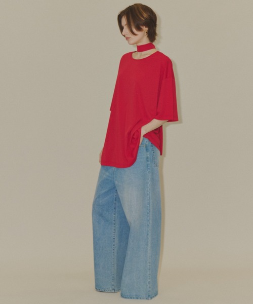 yae（ヤエ）の「Bowtie T-blouse / ボウタイ付きT-ブラウス（シャツ/ブラウス・レディース・レッド/ブラック/グレー・FREE）」の15枚目の写真