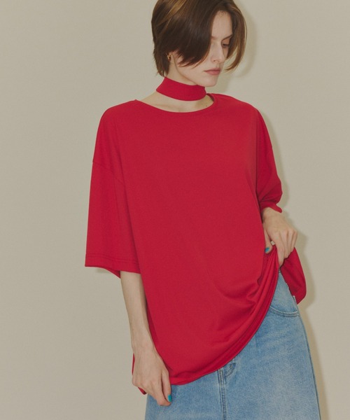 yae（ヤエ）の「Bowtie T-blouse / ボウタイ付きT-ブラウス（シャツ/ブラウス・レディース・レッド/ブラック/グレー・FREE）」の13枚目の写真