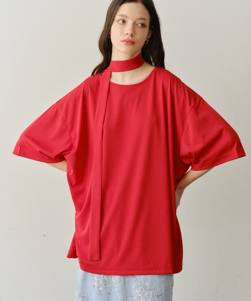 yae（ヤエ）の「Bowtie T-blouse / ボウタイ付きT-ブラウス（シャツ/ブラウス・レディース・レッド/ブラック/グレー・FREE）」の18枚目の写真