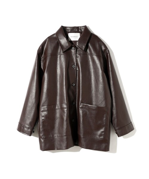 MIDIUMISOLID for Ladies シンセティックレザーオーバーサイズブルゾン