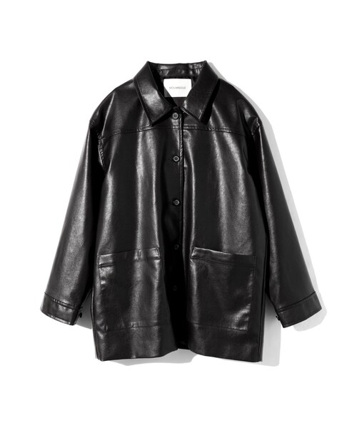 MIDIUMISOLID(ミディウミソリッド)の「MIDIUMISOLID for Ladies シンセティックレザーオーバーサイズブルゾン(ダウンジャケット/コート・レディース・ブラウン/ブラック・FREE)」の14枚目の写真