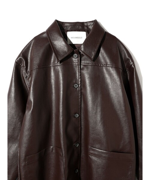MIDIUMISOLID(ミディウミソリッド)の「MIDIUMISOLID for Ladies シンセティックレザーオーバーサイズブルゾン(ダウンジャケット/コート・レディース・ブラウン/ブラック・FREE)」の7枚目の写真