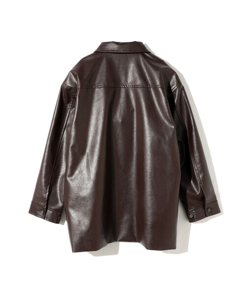 MIDIUMISOLID(ミディウミソリッド)の「MIDIUMISOLID for Ladies シンセティックレザーオーバーサイズブルゾン(ダウンジャケット/コート・レディース・ブラウン/ブラック・FREE)」の10枚目の写真