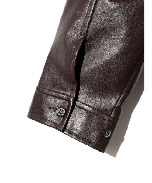 MIDIUMISOLID(ミディウミソリッド)の「MIDIUMISOLID for Ladies シンセティックレザーオーバーサイズブルゾン(ダウンジャケット/コート・レディース・ブラウン/ブラック・FREE)」の12枚目の写真