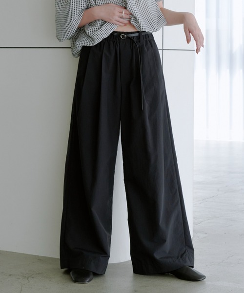洗える・撥水】ベルト付き撥水タックパンツ（その他パンツ）｜MIESROHE