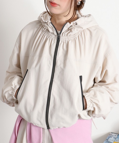 cepo(セポ)の「〈セットアップ対応〉撥水・UV・ウォッシャブル 2wayグログランショートドロストジャケット(ブルゾン・レディース・ベージュ/ブラック/グレー・M)」の14枚目の写真