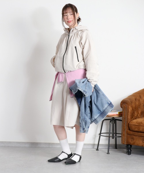 cepo(セポ)の「〈セットアップ対応〉撥水・UV・ウォッシャブル 2wayグログランショートドロストジャケット(ブルゾン・レディース・ベージュ/ブラック/グレー・M)」の5枚目の写真