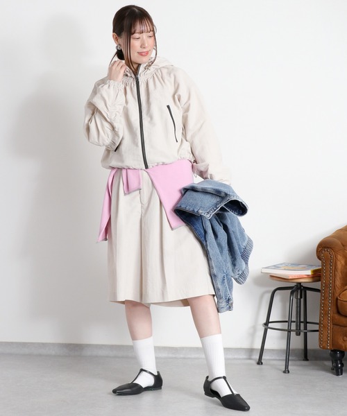 cepo(セポ)の「〈セットアップ対応〉撥水・UV・ウォッシャブル 2wayグログランショートドロストジャケット(ブルゾン・レディース・ベージュ/ブラック/グレー・M)」の8枚目の写真