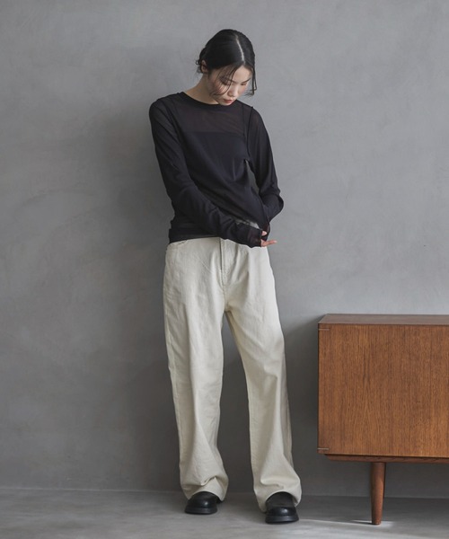 feepur（フェピュール）の「クルーネックシアートップス（Tシャツ/カットソー・レディース・ブラック/オフホワイト・MEDIUM）」の11枚目の写真