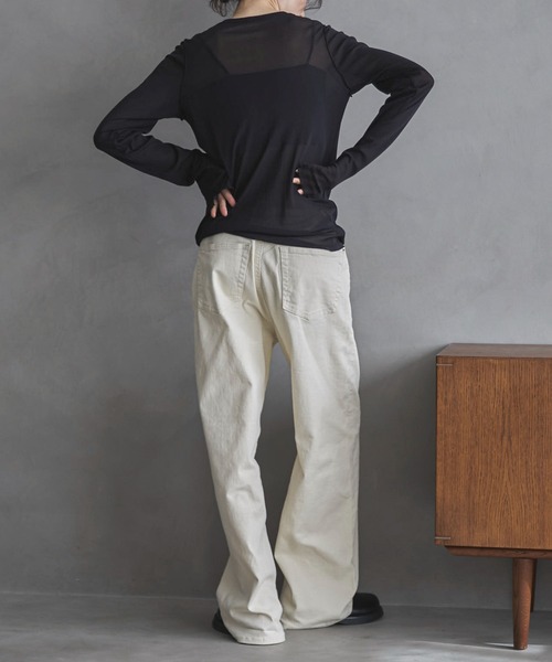 feepur（フェピュール）の「クルーネックシアートップス（Tシャツ/カットソー・レディース・ブラック/オフホワイト・MEDIUM）」の8枚目の写真