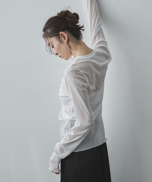 feepur（フェピュール）の「クルーネックシアートップス（Tシャツ/カットソー・レディース・ブラック/オフホワイト・MEDIUM）」の21枚目の写真