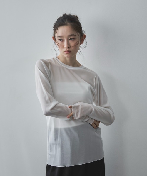 feepur（フェピュール）の「クルーネックシアートップス（Tシャツ/カットソー・レディース・ブラック/オフホワイト・MEDIUM）」の22枚目の写真