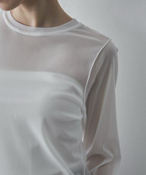 feepur（フェピュール）の「クルーネックシアートップス（Tシャツ/カットソー・レディース・ブラック/オフホワイト・MEDIUM）」の4枚目の写真