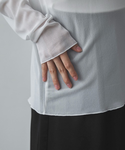 feepur（フェピュール）の「クルーネックシアートップス（Tシャツ/カットソー・レディース・ブラック/オフホワイト・MEDIUM）」の6枚目の写真