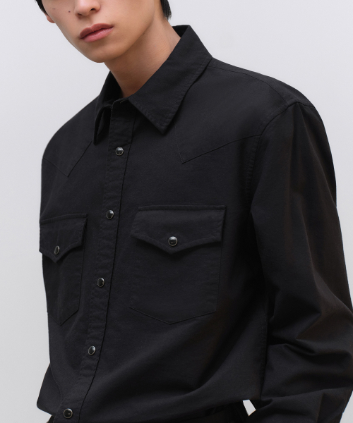 MUSINSA STANDARD（ムシンサスタンダード）の「オックスフォードウェスタンシャツ[ブラック]（シャツ/ブラウス・メンズ・その他・SMALL/MEDIUM/LARGE/X-LARGE/2XL）」の4枚目の写真