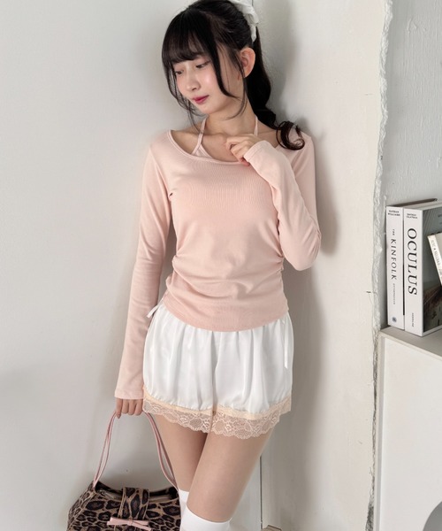 Loueme(ルエム)の「ダブルリボンサテンショートパンツ(その他パンツ・レディース・ブラック/ライトブルー/ホワイト/ピンク・FREE)」の9枚目の写真