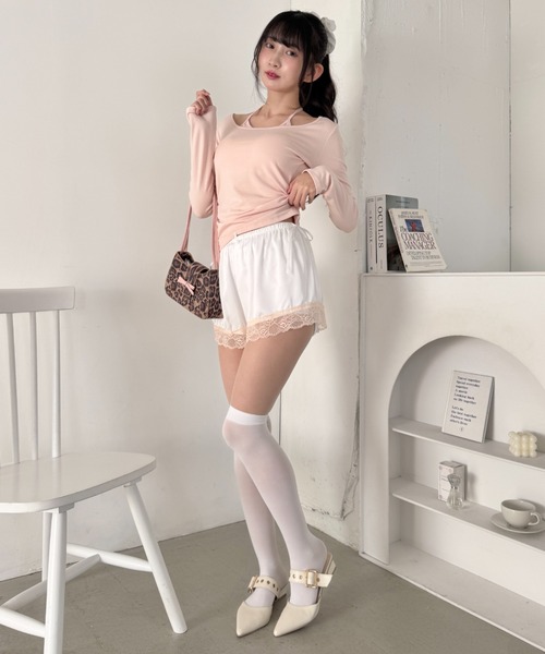Loueme(ルエム)の「ダブルリボンサテンショートパンツ(その他パンツ・レディース・ブラック/ライトブルー/ホワイト/ピンク・FREE)」の10枚目の写真