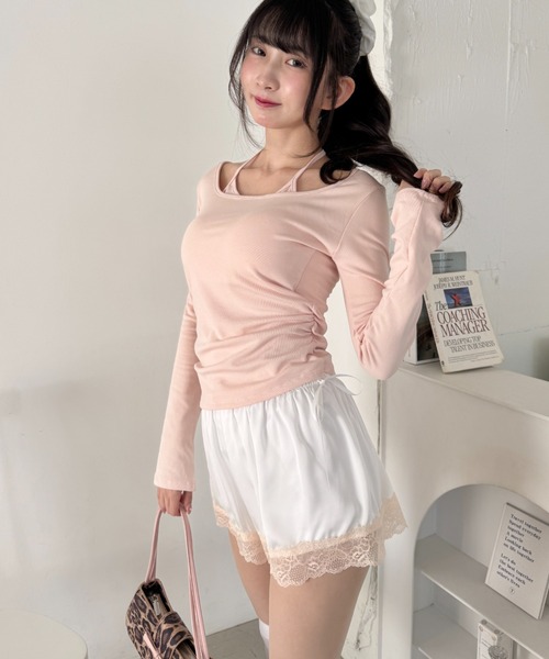 Loueme(ルエム)の「ダブルリボンサテンショートパンツ(その他パンツ・レディース・ブラック/ライトブルー/ホワイト/ピンク・FREE)」の8枚目の写真