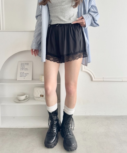 Loueme(ルエム)の「ダブルリボンサテンショートパンツ(その他パンツ・レディース・ブラック/ライトブルー/ホワイト/ピンク・FREE)」の17枚目の写真