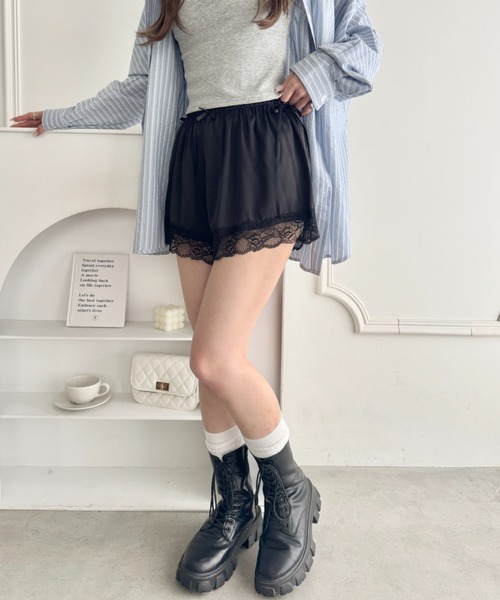 Loueme(ルエム)の「ダブルリボンサテンショートパンツ(その他パンツ・レディース・ブラック/ライトブルー/ホワイト/ピンク・FREE)」の18枚目の写真