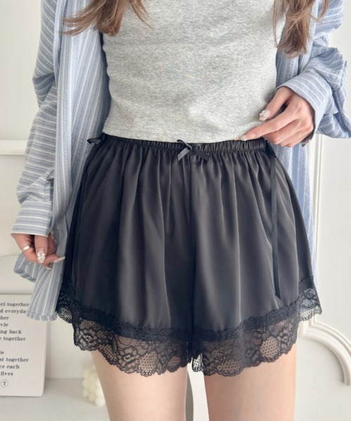 Loueme(ルエム)の「ダブルリボンサテンショートパンツ(その他パンツ・レディース・ブラック/ライトブルー/ホワイト/ピンク・FREE)」の13枚目の写真