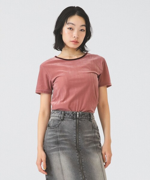 Ray BEAMS(レイビームス)の「サマー ベロア リンガー Tシャツ(Tシャツ/カットソー・レディース・オフホワイト/ピンク/ネイビー・ONE SIZE)」の3枚目の写真