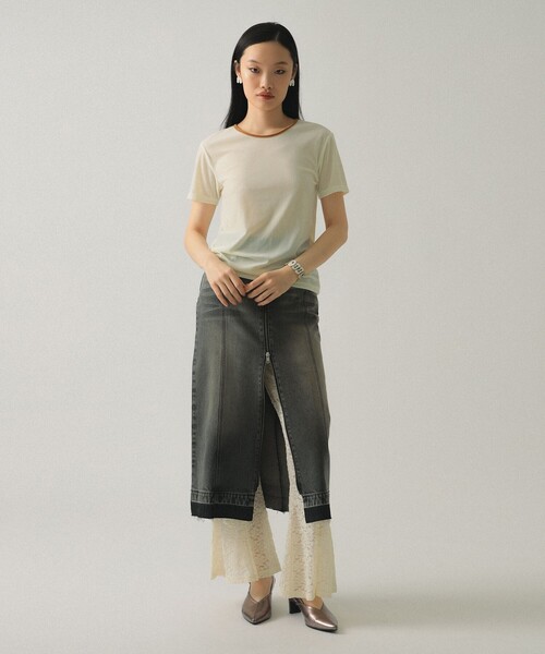 Ray BEAMS(レイビームス)の「サマー ベロア リンガー Tシャツ(Tシャツ/カットソー・レディース・オフホワイト/ピンク/ネイビー・ONE SIZE)」の4枚目の写真