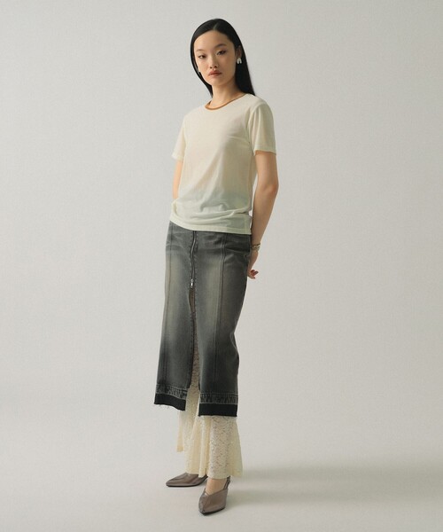 Ray BEAMS(レイビームス)の「サマー ベロア リンガー Tシャツ(Tシャツ/カットソー・レディース・オフホワイト/ピンク/ネイビー・ONE SIZE)」の6枚目の写真