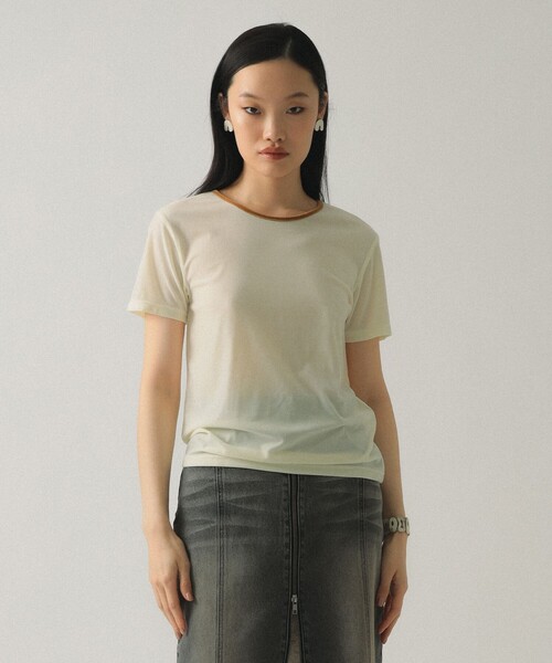 Ray BEAMS(レイビームス)の「サマー ベロア リンガー Tシャツ(Tシャツ/カットソー・レディース・オフホワイト/ピンク/ネイビー・ONE SIZE)」の7枚目の写真