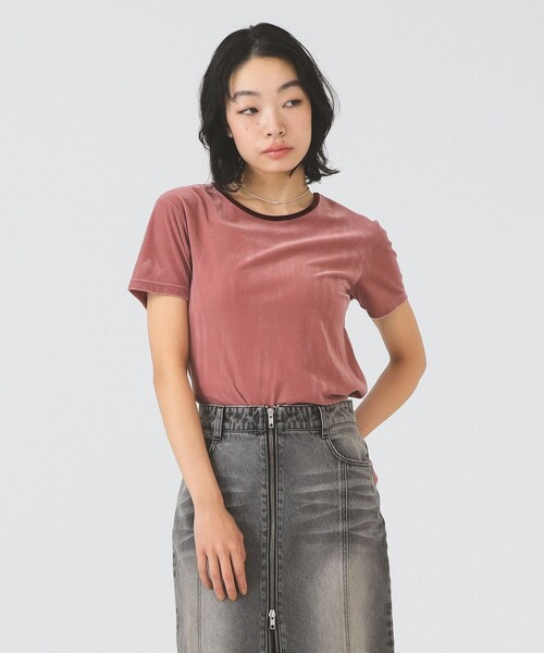 Ray BEAMS(レイビームス)の「サマー ベロア リンガー Tシャツ(Tシャツ/カットソー・レディース・オフホワイト/ピンク/ネイビー・ONE SIZE)」の11枚目の写真