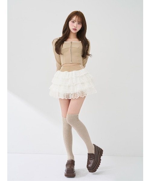 Darich（ダーリッチ）の「レースドッキングスウェットスカートセットアップ（セットアップ・レディース・アイボリー/ベージュ/グレー・FREE）」の15枚目の写真