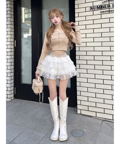 Darich（ダーリッチ）の「レースドッキングスウェットスカートセットアップ（セットアップ・レディース・アイボリー/ベージュ/グレー・FREE）」の17枚目の写真