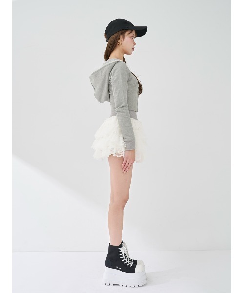 Darich（ダーリッチ）の「レースドッキングスウェットスカートセットアップ（セットアップ・レディース・アイボリー/ベージュ/グレー・FREE）」の12枚目の写真