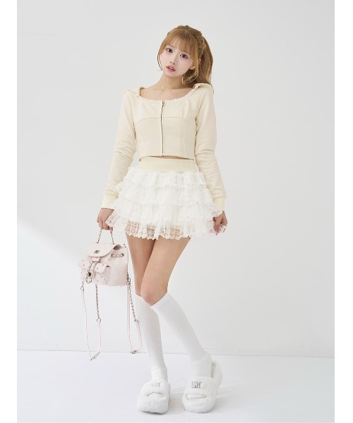 Darich（ダーリッチ）の「レースドッキングスウェットスカートセットアップ（セットアップ・レディース・アイボリー/ベージュ/グレー・FREE）」の19枚目の写真